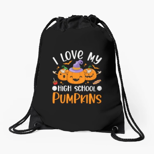 I Love My High School Pumpkins Halloween Teachers Drawstring Bags