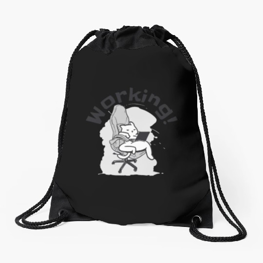Working Cat Busy Cat Owner Professional Worker Drawstring Bags