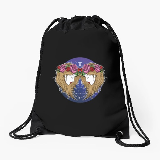 Gemini Zodiac Sign Illustration Art Drawstring Bags