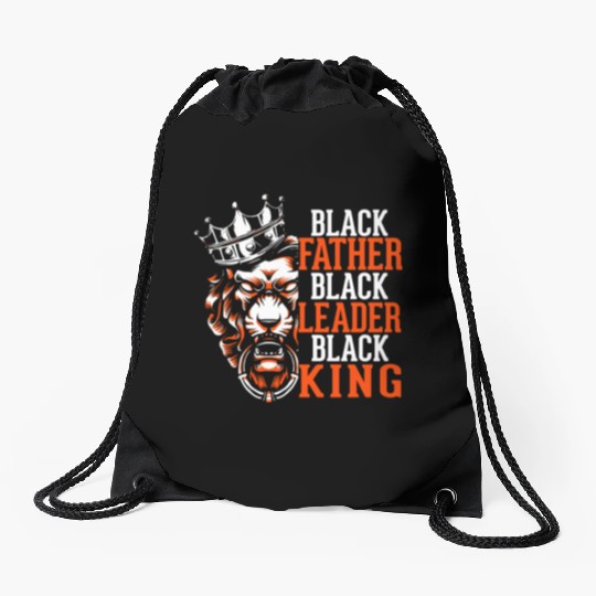 African Daddy Black Dad Afro Lion Drawstring Bags