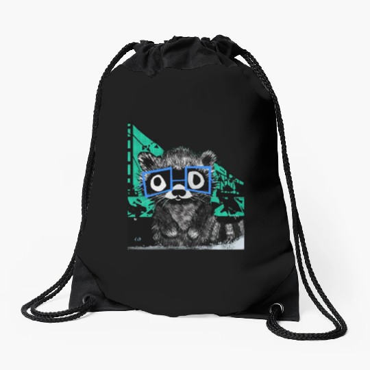 Raccoon #3 Mary Jane Bookworm Drawstring Bags