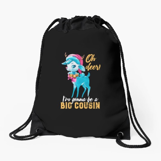 Oh Deer I m Gonna Be A Big Cousin Drawstring Bags Funny