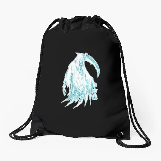 Funny Haloween Green Grim Reaper Costume Drawstring Bags