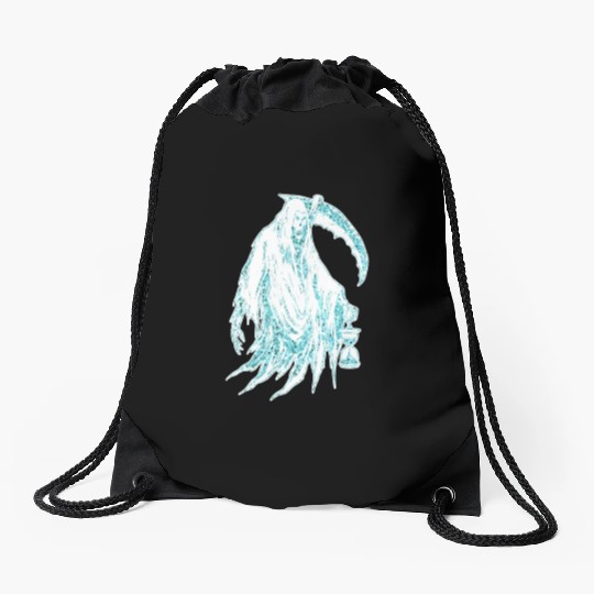Funny Haloween Green Grim Reaper Costume Drawstring Bags