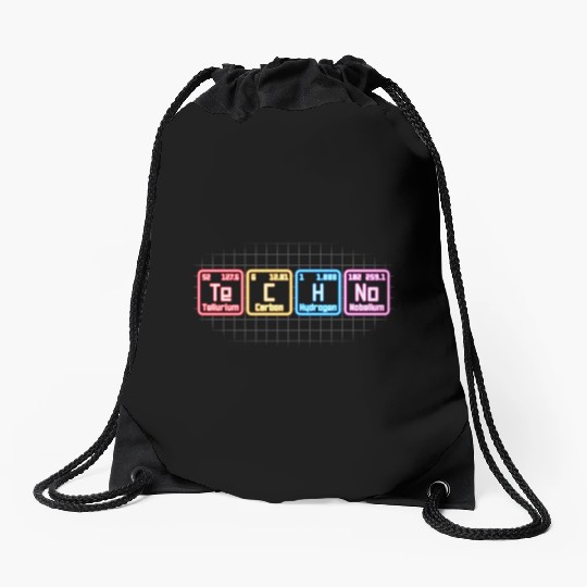 Techno Electronic Music Periodic Table Dj Drawstring Bags