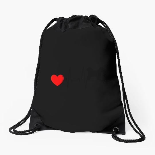 Bichon Frise Mom Heartbeat I Love My Black Drawstring Bags