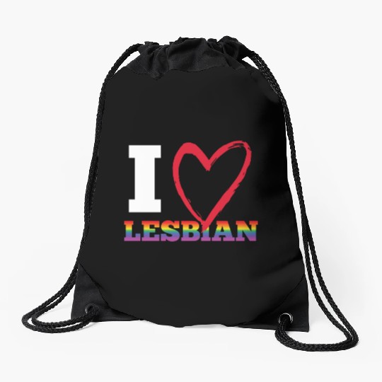 LGBT Gay Pride Lesbian I Love Lesbians Drawstring Bags