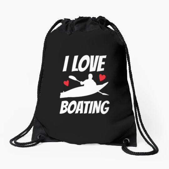 I Love Boating Kayak Boat Yacht Captain Ship Drawstring Bags
