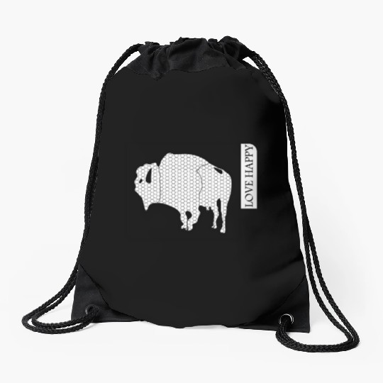 BUFFALO LOVE HAPPY Drawstring Bags