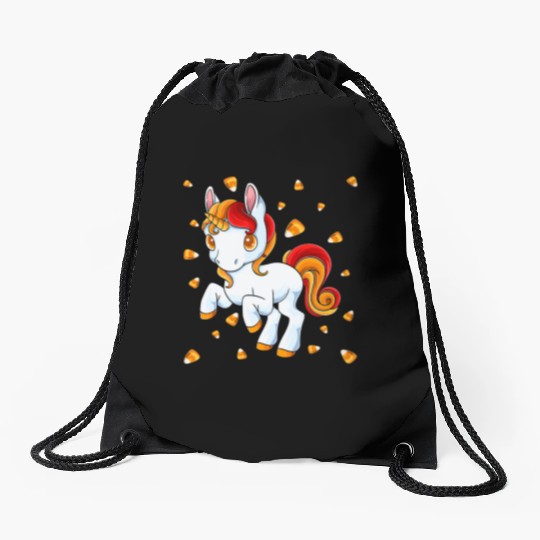 Halloween Unicorn Pony Candy Corn Halloween Drawstring Bags