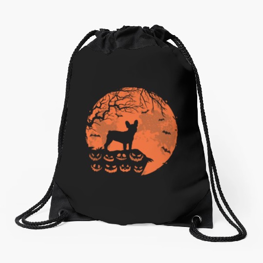 French Bulldog And Moon Halloween Funny Dog Lover Drawstring Bags
