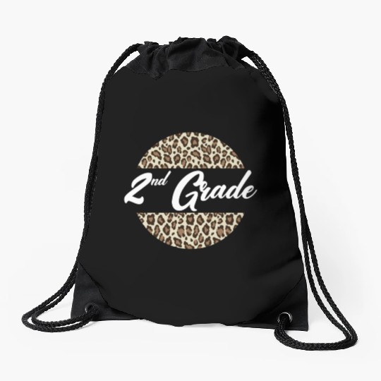 2nd Grade Cheetah Print School Teacher Student Drawstring Bags