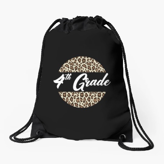 4th Grade Cheetah Print School Teacher Student Drawstring Bags