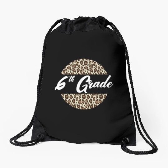 6th Grade Cheetah Print School Teacher Student Drawstring Bags