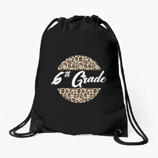 6th Grade Cheetah Print School Teacher Student Drawstring Bags