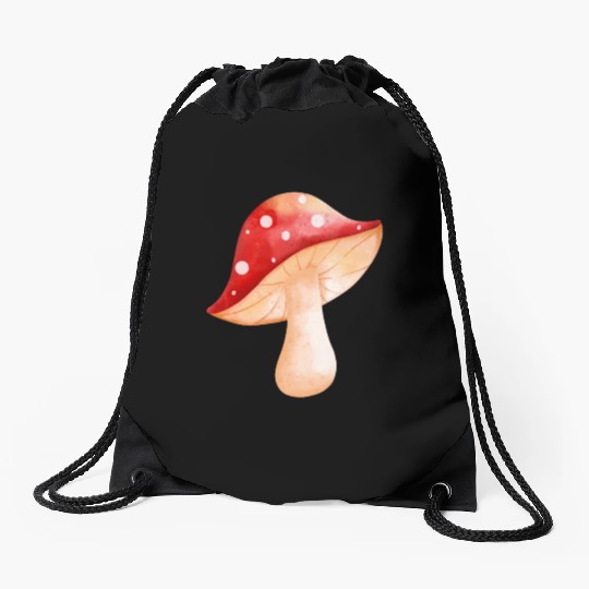 sweet watercolor mushroom Drawstring Bags