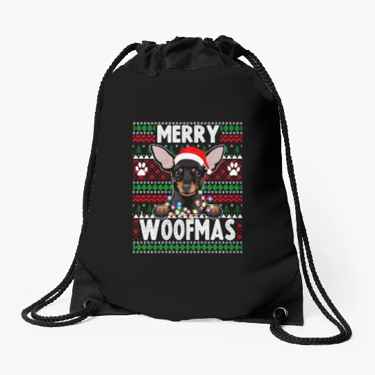 Chihuahua Christmas Lights Dog Lovers Xmas Pajama Drawstring Bags