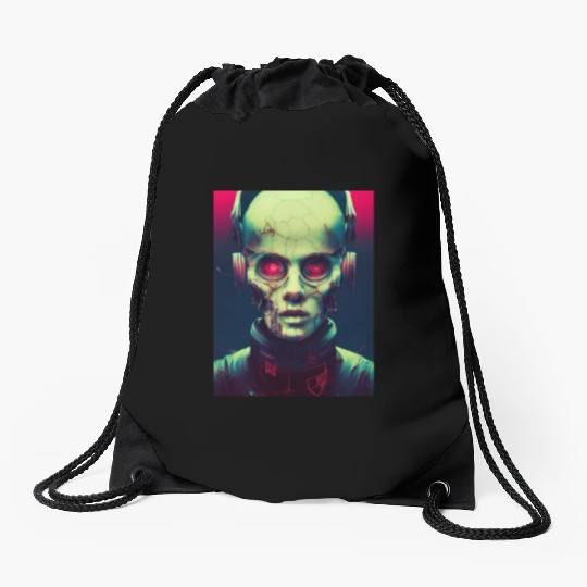 Zombie Cyberpunk Drawstring Bags