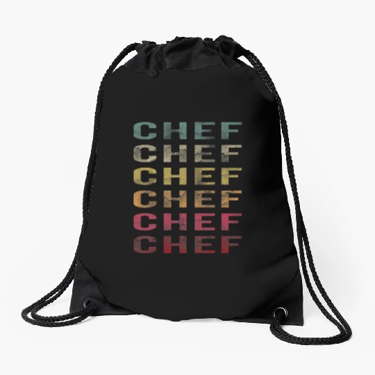 Vintage Word Retro Distressed Chef Cooking Lover Drawstring Bags