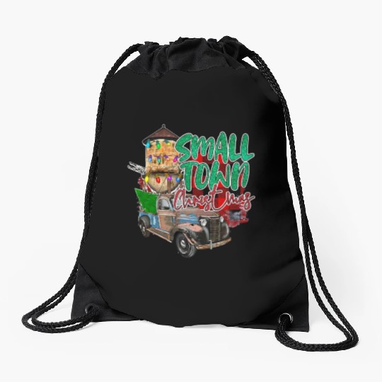 Country Farmer Life Small Town Christmas Red Drawstring Bags