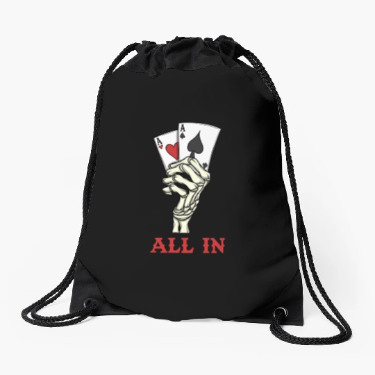 Poker Player Poker Cards Ace Skeleton Hand Poker Drawstring Bags