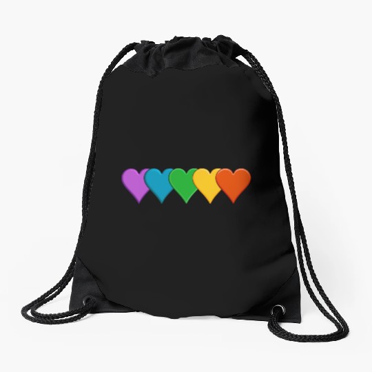 Rainbow pride hearts Drawstring Bags