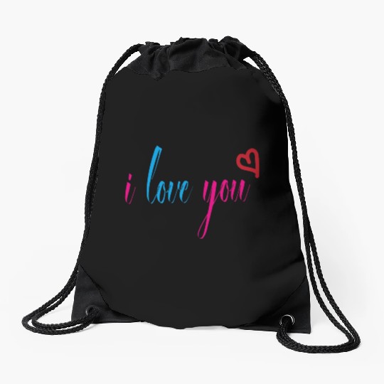 i love you Drawstring Bags