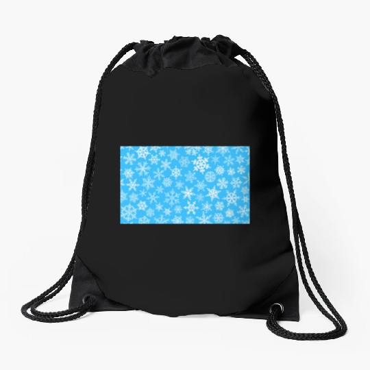 Winter Snowflakes Pattern Blue White Drawstring Bags