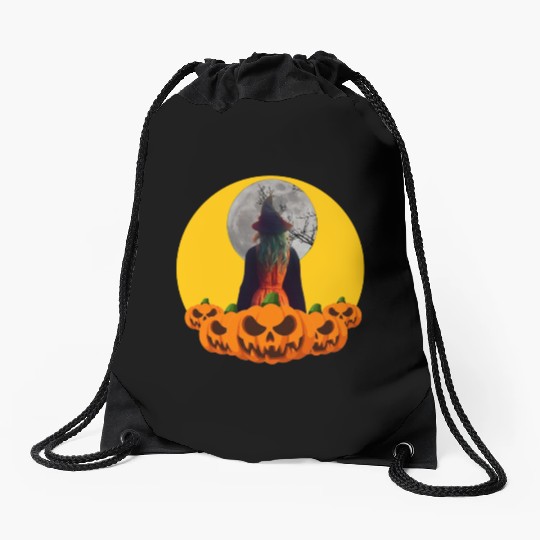 Halloween Scary Evil Pumpkin Funny Pumpkin Head Drawstring Bags