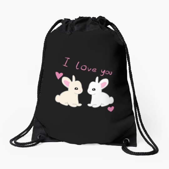 i love you bunny Drawstring Bags