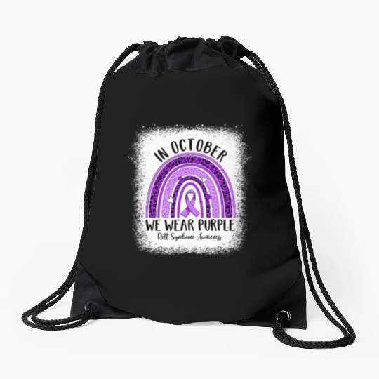 In October We Wear Purple Rett Syndrome Awareness Drawstring Bags