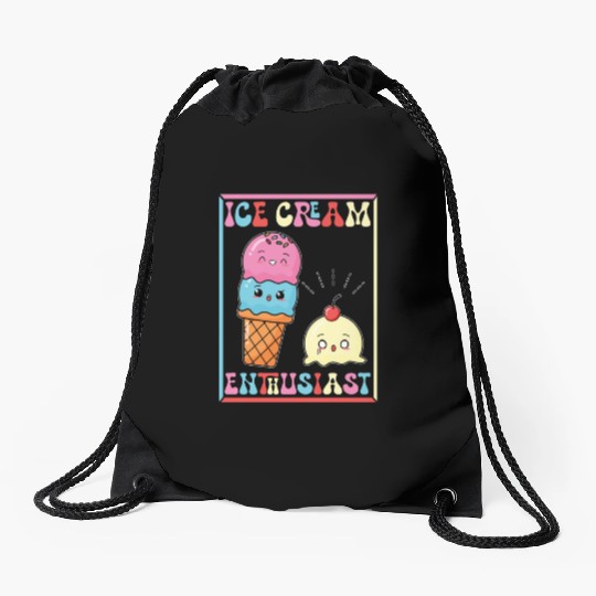 Kawaii Ice Cream Lover Drawstring Bags