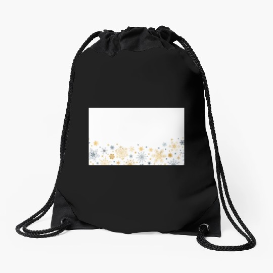 Elegant Snowflakes White Gold Silver Drawstring Bags