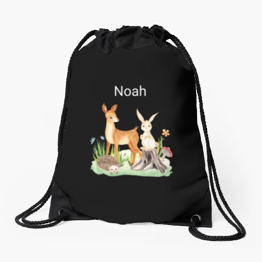 Animal deer rabbit hedgehog Noah Drawstring Bags