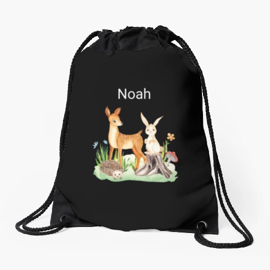 Animal deer rabbit hedgehog Noah Drawstring Bags