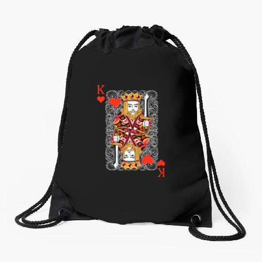 King of Hearts Blackjack Cards Poker 21 K Couple M Drawstring Bags