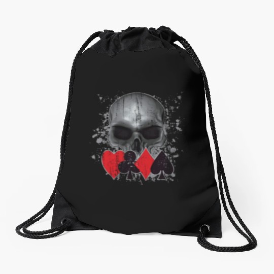 Heavy Metal Punk Poker Skull Drawstring Bags