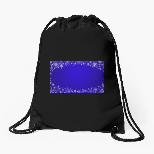 Modern Navy Blue Snowflakes Pattern Drawstring Bags
