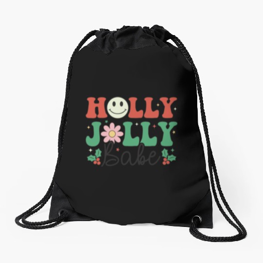 Holly Jolly Babe Drawstring Bags
