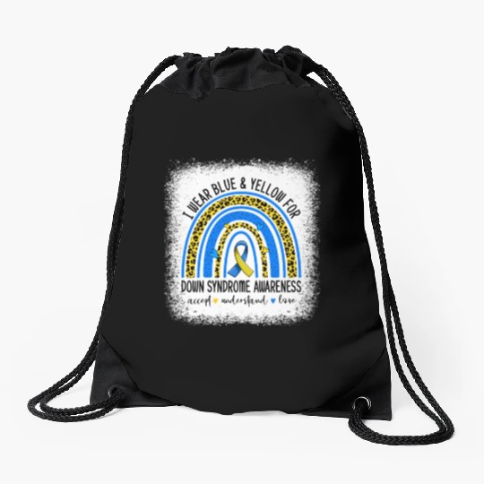 I Wear Blue Yellow For Down Syndrome Awareness Drawstring Bags