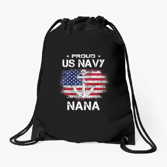 US Na vy Proud Nana Proud US Na vy Nana Grandma Drawstring Bags