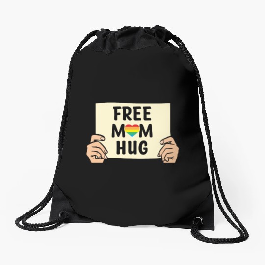 Free Mom Hugs LGBTQ Mother's Support Drawstring Bags