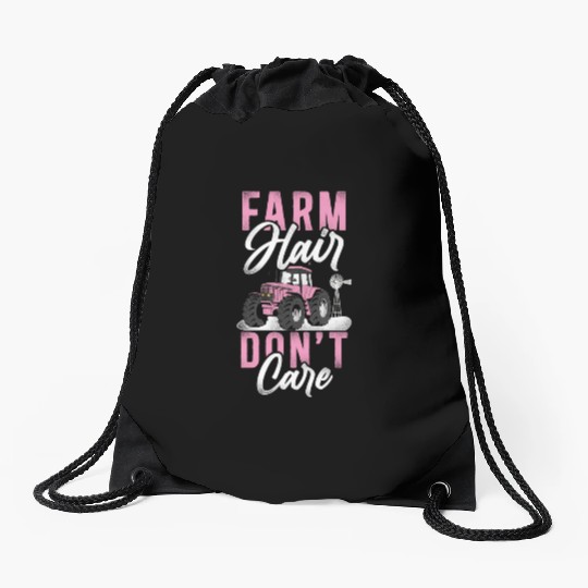 Farming Farmer Girl Female Tractor Drawstring Bags