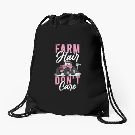 Farming Farmer Girl Female Tractor Drawstring Bags