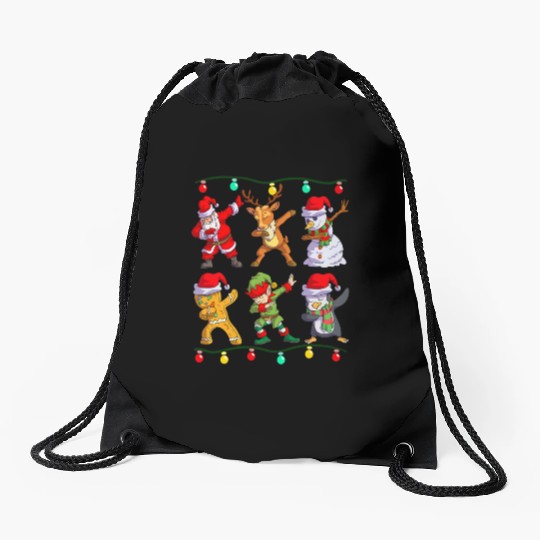 Christmas Dabbing Santa Elf De Friends Xmas Drawstring Bags