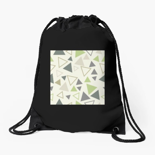 pattern design triangle seamless green Drawstring Bags