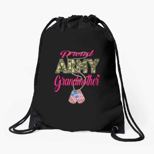 Proud Army Grandmother Us Flag Dog Tag Military Gr Drawstring Bags