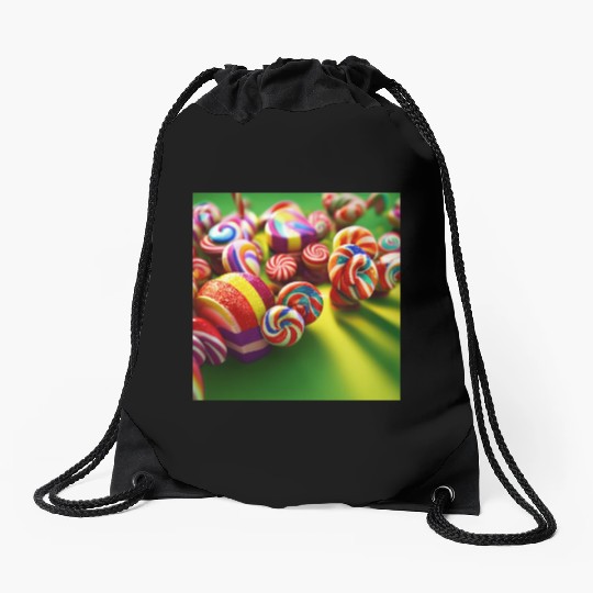 A glimpse into candy land version 2 Drawstring Bags