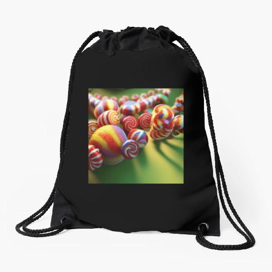 A glimpse into candy land version 3 Drawstring Bags