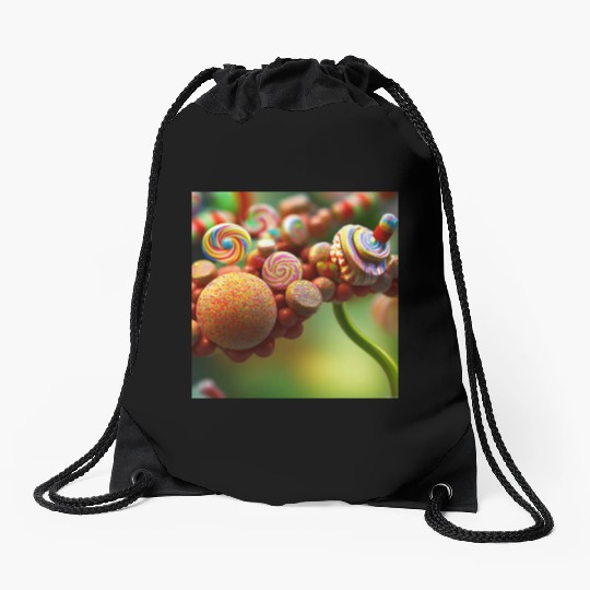 A glimpse into candy land version 4 Drawstring Bags